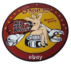 Vintage Snap-On Tools Porcelain Sign Auto Wrench Gas Service Garage Shop Sign