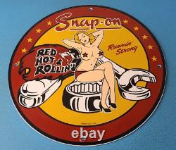 Vintage Snap-On Tools Porcelain Sign Auto Wrench Gas Service Garage Shop Sign