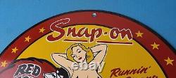 Vintage Snap-On Tools Porcelain Sign Auto Wrench Gas Service Garage Shop Sign