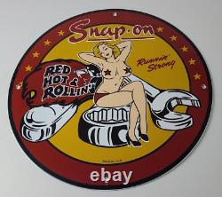 Vintage Snap-On Tools Porcelain Sign Auto Wrench Gas Service Garage Shop Sign