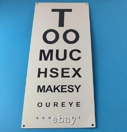 Vintage Snellen Chart Sign Eye Doctor Exam Man Cave Gas Porcelain Sex Sign