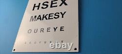 Vintage Snellen Chart Sign Eye Doctor Exam Man Cave Gas Porcelain Sex Sign
