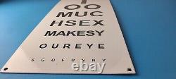 Vintage Snellen Chart Sign Eye Doctor Exam Man Cave Gas Porcelain Sex Sign