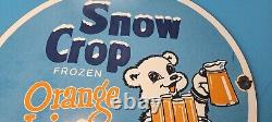 Vintage Snow Crop Porcelain Bear Orange Juice Beverage Gas Service Pump Sign