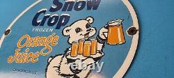 Vintage Snow Crop Porcelain Bear Orange Juice Beverage Gas Service Pump Sign