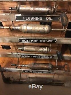 Vintage Socony Mobil Oil & Gas Lubrication Rack With Porcelain Sign 51.5 x 27