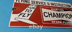 Vintage Spark Plugs Sign Aviation Hangar Garage Shop Gas Oil Pump Sign