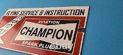 Vintage Spark Plugs Sign Aviation Hangar Garage Shop Gas Oil Pump Sign