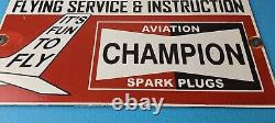 Vintage Spark Plugs Sign Aviation Hangar Garage Shop Gas Oil Pump Sign