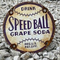 Vintage Speed Ball Grape Soda Porcelain Metal Sign Gas Oil Us Pop Drink Baseball