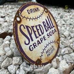 Vintage Speed Ball Grape Soda Porcelain Metal Sign Gas Oil Us Pop Drink Baseball