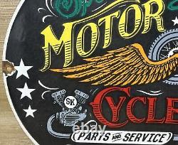 Vintage Speedking Motorcycles Porcelain Sign Motor Oil Gas Station Pump Plate