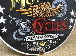 Vintage Speedking Motorcycles Porcelain Sign Motor Oil Gas Station Pump Plate