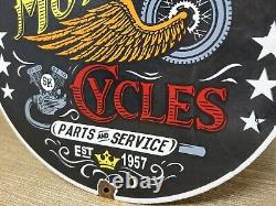 Vintage Speedking Motorcycles Porcelain Sign Motor Oil Gas Station Pump Plate