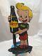 Vintage Squirt Boy Sign Soda Gas Pump Wall Service Sales Porcelain Sign