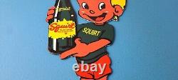 Vintage Squirt Boy Sign Soda Gas Pump Wall Service Sales Porcelain Sign