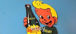 Vintage Squirt Boy Sign Soda Gas Pump Wall Service Sales Porcelain Sign