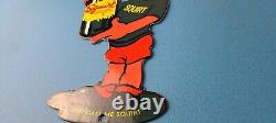 Vintage Squirt Boy Sign Soda Gas Pump Wall Service Sales Porcelain Sign