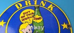 Vintage Squirt Soda Boy Sign Gas Pump Wall Service Porcelain Cola Sign
