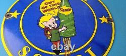 Vintage Squirt Soda Boy Sign Gas Pump Wall Service Porcelain Cola Sign
