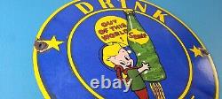 Vintage Squirt Soda Boy Sign Gas Pump Wall Service Porcelain Cola Sign