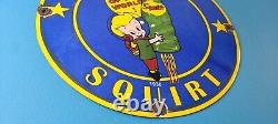 Vintage Squirt Soda Boy Sign Gas Pump Wall Service Porcelain Cola Sign