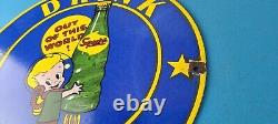 Vintage Squirt Soda Boy Sign Gas Pump Wall Service Porcelain Cola Sign
