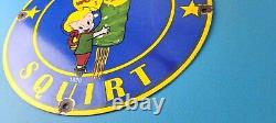 Vintage Squirt Soda Boy Sign Gas Pump Wall Service Porcelain Cola Sign