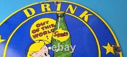 Vintage Squirt Soda Boy Sign Gas Pump Wall Service Porcelain Cola Sign