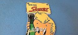 Vintage Squirt Soda Boy Sign Gas Pump Wall Service Sales Porcelain Sign