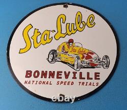 Vintage Sta-lube Bonneville National Porcelain Speed Trials Service Sign