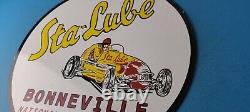 Vintage Sta-lube Bonneville National Porcelain Speed Trials Service Sign