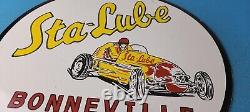 Vintage Sta-lube Bonneville National Porcelain Speed Trials Service Sign