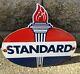 Vintage Standard Die-cut Sign Porcelain Torch Motor Oil Gasoline Gas Pump Sign