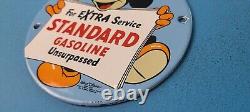 Vintage Standard Gasoline Porcelain 6 Inch Mickey Mouse Gas Service Pump Sign