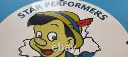 Vintage Standard Gasoline Porcelain Gas Star Perform Pinocchio Walt Disney Sign