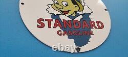 Vintage Standard Gasoline Porcelain Gas Star Perform Pinocchio Walt Disney Sign