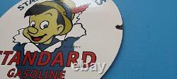 Vintage Standard Gasoline Porcelain Gas Star Perform Pinocchio Walt Disney Sign