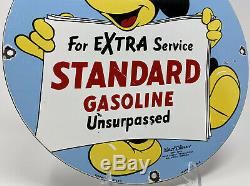 Vintage Standard Gasoline Porcelain Sign Gas Station Motor Oil Disney Mickey