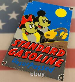 Vintage Standard Gasoline Porcelain Sign Gas Station Pump Plate Motor Oil Disney