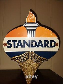 Vintage Standard Gasoline Porcelain Sign Service Station American Oil Torch Gas