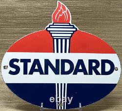 Vintage Standard Gasoline Porcelain Sign Service Station American Oil Torch Gas