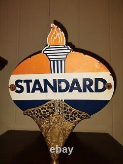 Vintage Standard Gasoline Porcelain Sign Service Station American Oil Torch Gas