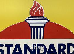 Vintage Standard Gasoline Porcelain Sign Service Station American Oil Torch Gas