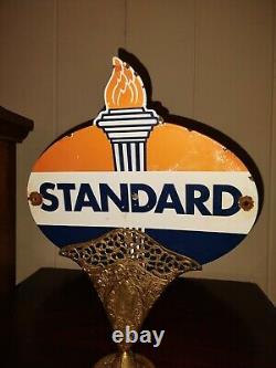 Vintage Standard Gasoline Porcelain Sign Service Station American Oil Torch Gas