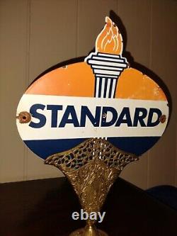 Vintage Standard Gasoline Porcelain Sign Service Station American Oil Torch Gas