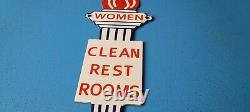 Vintage Standard Gasoline Porcelain Womens Gas Oil Service Torch Restroom Sign