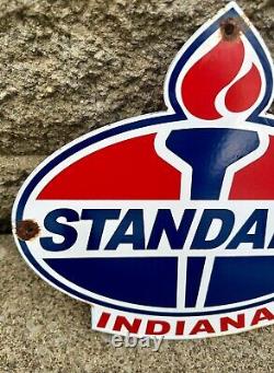 Vintage Standard Gasoline Sign Porcelain American Torch Gas Pump Sign