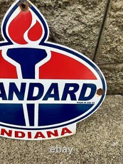 Vintage Standard Gasoline Sign Porcelain American Torch Gas Pump Sign