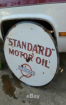 Vintage Standard Gasoline Standard Motor Oil Porcelain Sign Double Sided 36
